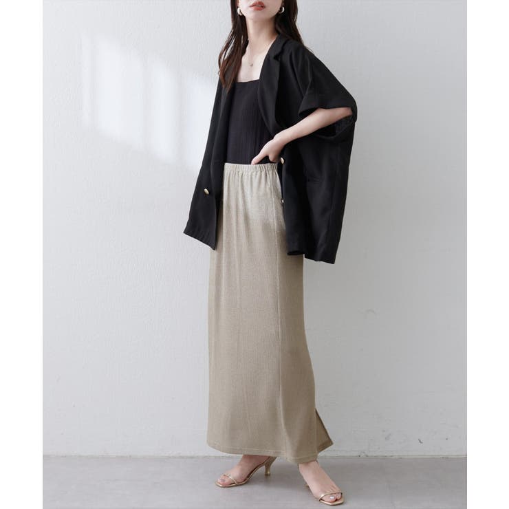 【natural couture】ラメリブタイトスカート | NICE CLAUP / OLIVE des OLIVE　OUTLET | 詳細画像25 