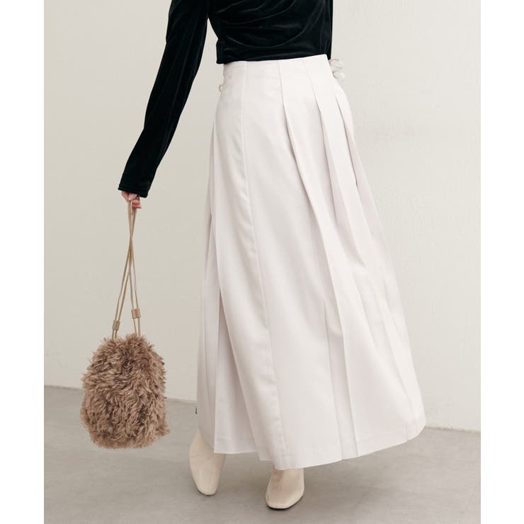 【natural couture】レザータッチプリーツラップスカート | NICE CLAUP / OLIVE des OLIVE　OUTLET | 詳細画像3 