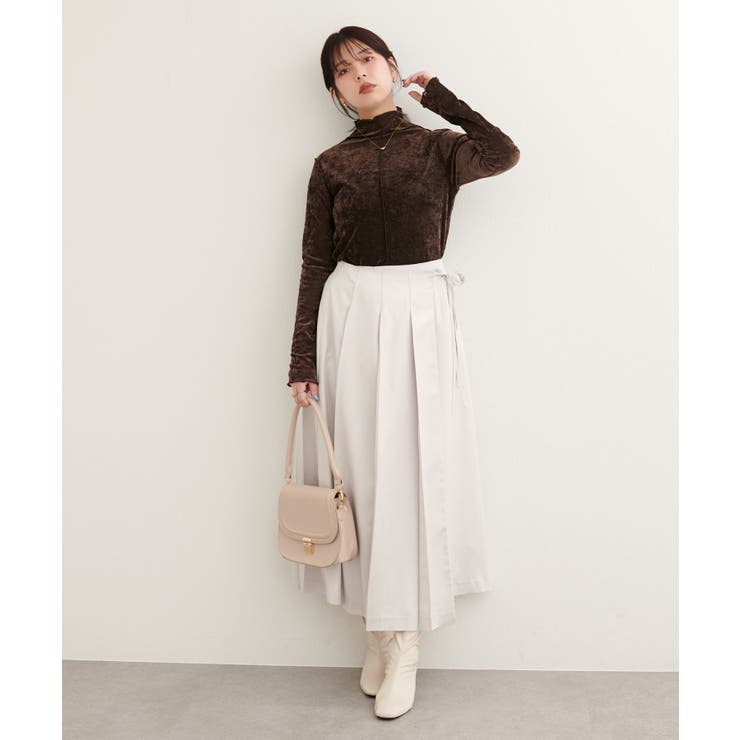 【natural couture】レザータッチプリーツラップスカート | NICE CLAUP / OLIVE des OLIVE　OUTLET | 詳細画像11 