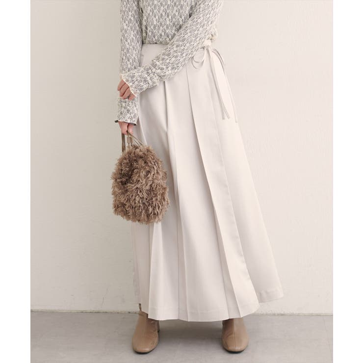 【natural couture】レザータッチプリーツラップスカート | NICE CLAUP / OLIVE des OLIVE　OUTLET | 詳細画像14 