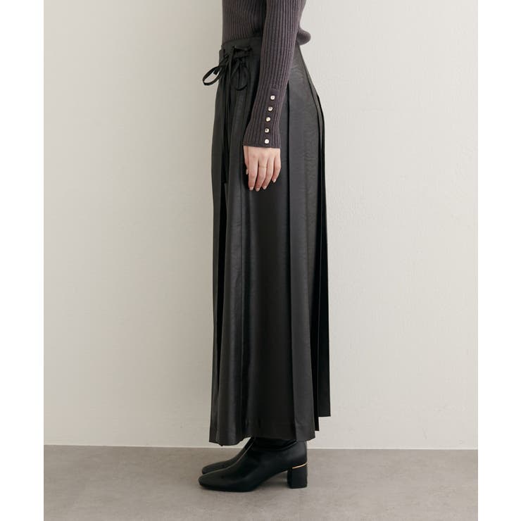【natural couture】レザータッチプリーツラップスカート | NICE CLAUP / OLIVE des OLIVE　OUTLET | 詳細画像22 