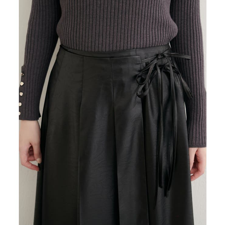 【natural couture】レザータッチプリーツラップスカート | NICE CLAUP / OLIVE des OLIVE　OUTLET | 詳細画像24 