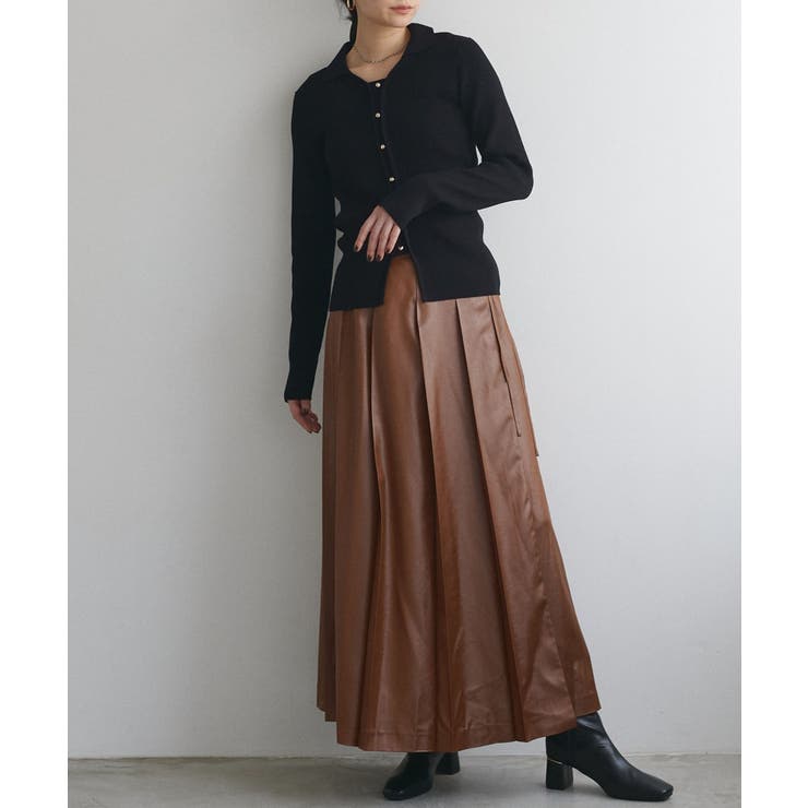 【natural couture】レザータッチプリーツラップスカート | NICE CLAUP / OLIVE des OLIVE　OUTLET | 詳細画像32 