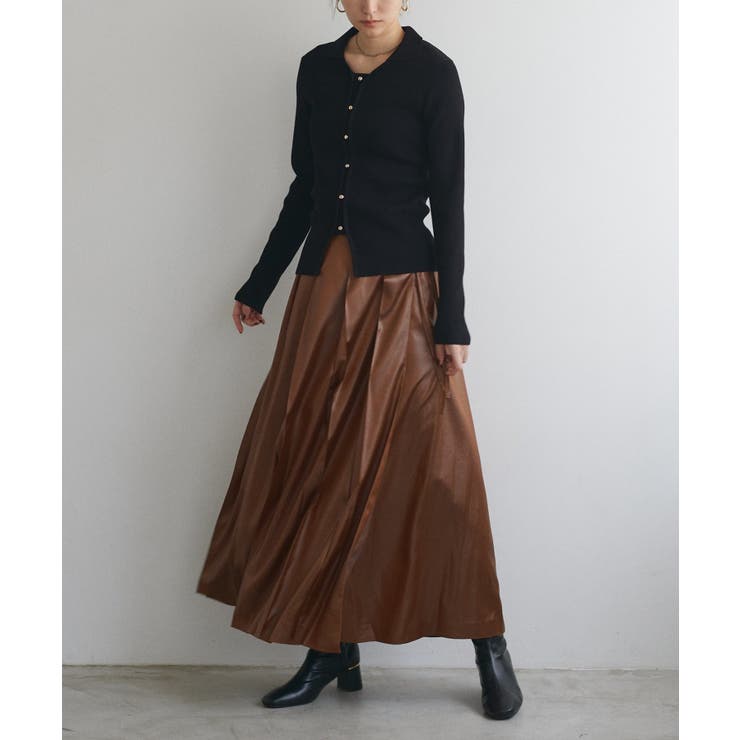 【natural couture】レザータッチプリーツラップスカート | NICE CLAUP / OLIVE des OLIVE　OUTLET | 詳細画像33 