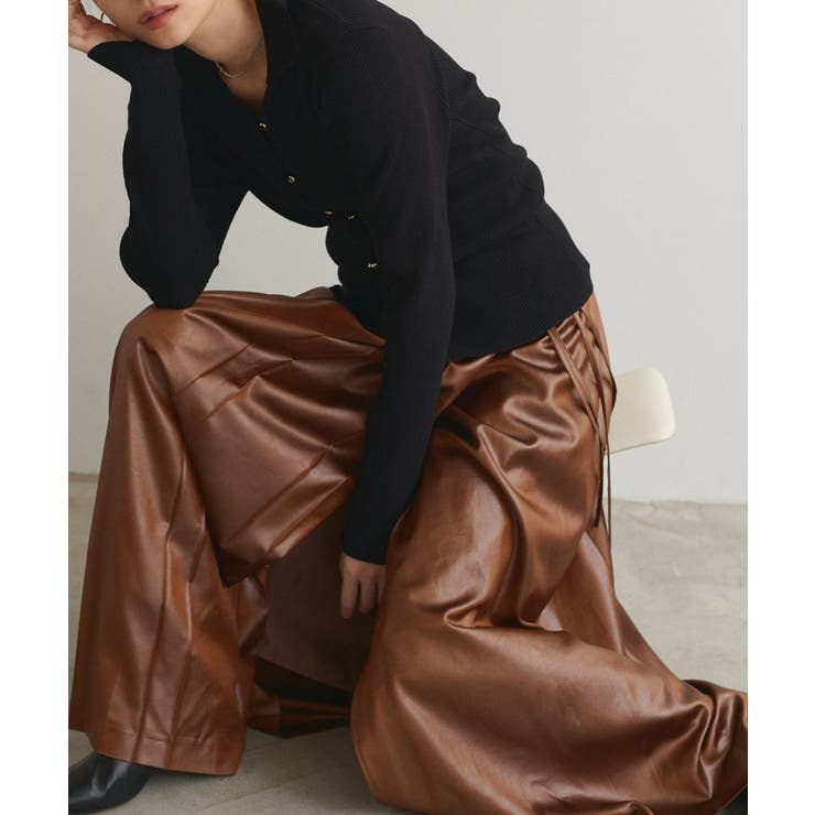 【natural couture】レザータッチプリーツラップスカート | NICE CLAUP / OLIVE des OLIVE　OUTLET | 詳細画像36 