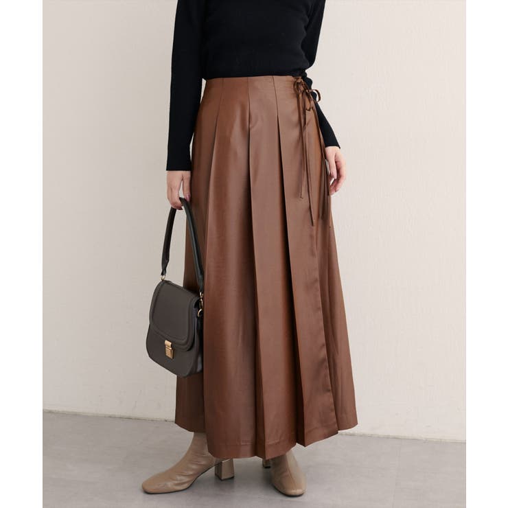 【natural couture】レザータッチプリーツラップスカート | NICE CLAUP / OLIVE des OLIVE　OUTLET | 詳細画像44 