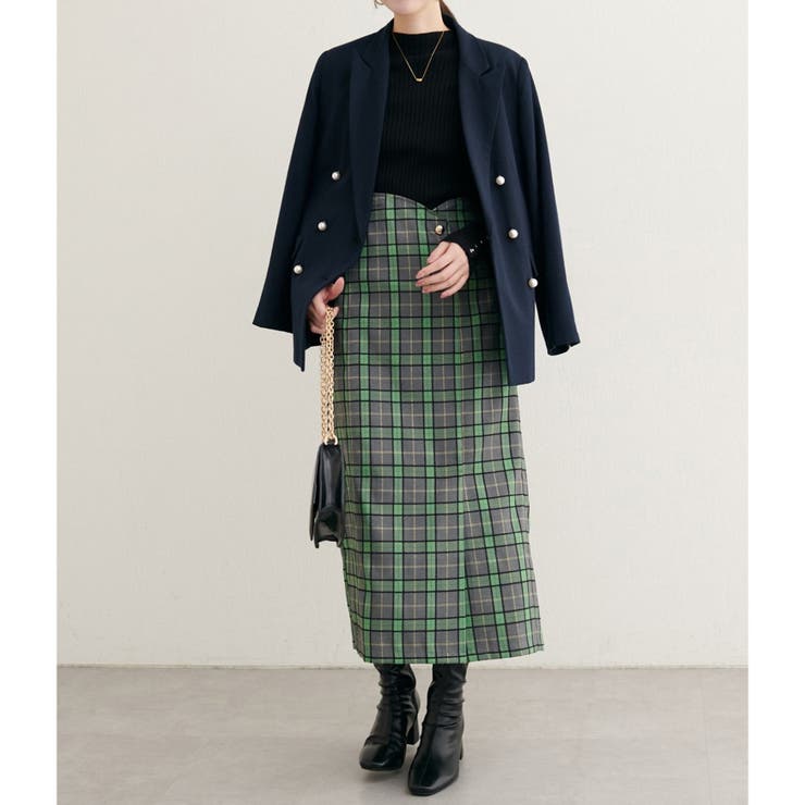 【natural couture】デザイン釦ラップ風チェックスカート | NICE CLAUP / OLIVE des OLIVE　OUTLET | 詳細画像11 