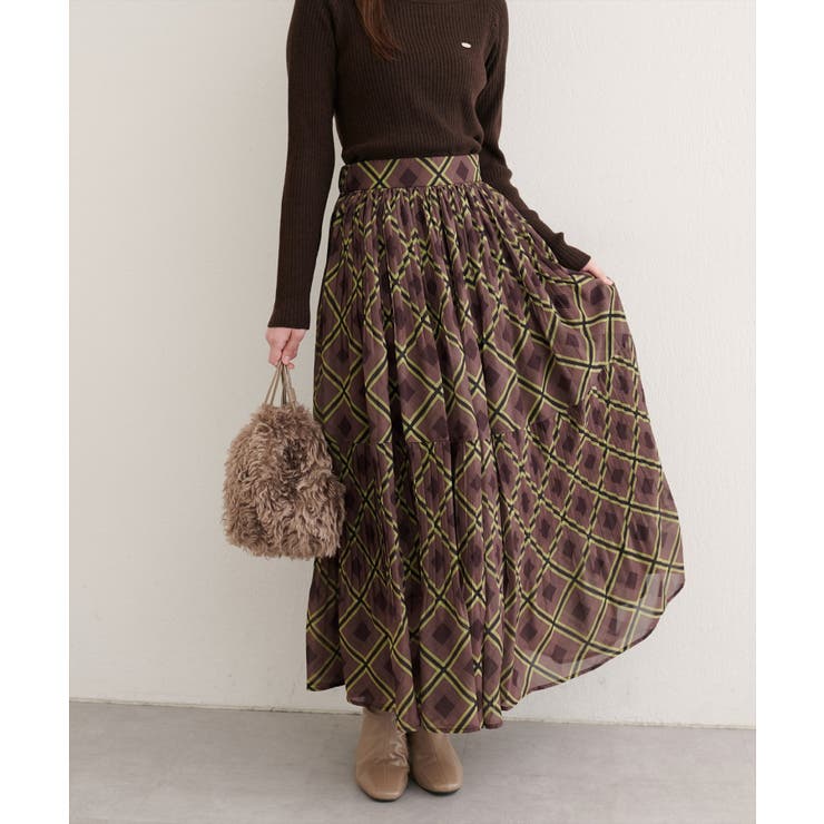 ブラウン系 | 【natural couture】プリーツ切換スカート | NICE CLAUP / OLIVE des OLIVE　OUTLET