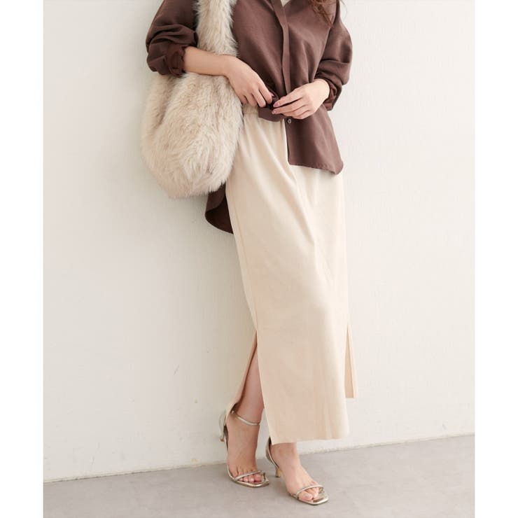 ベージュ | 【natural couture】マルチウェイカットスウェードスカート | NICE CLAUP / OLIVE des OLIVE　OUTLET