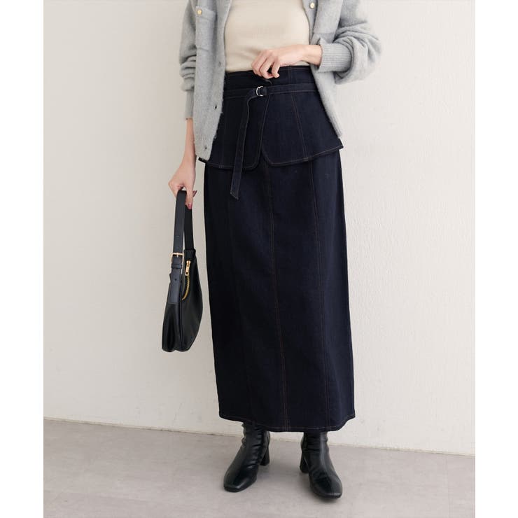 natural couture】コルセットベルトデニムスカート[品番：NCLW0017091