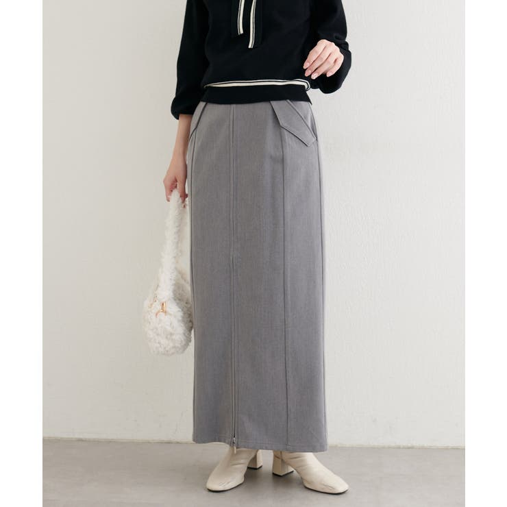 【natural couture】フラップポケットジップスカート | NICE CLAUP / OLIVE des OLIVE　OUTLET | 詳細画像1 