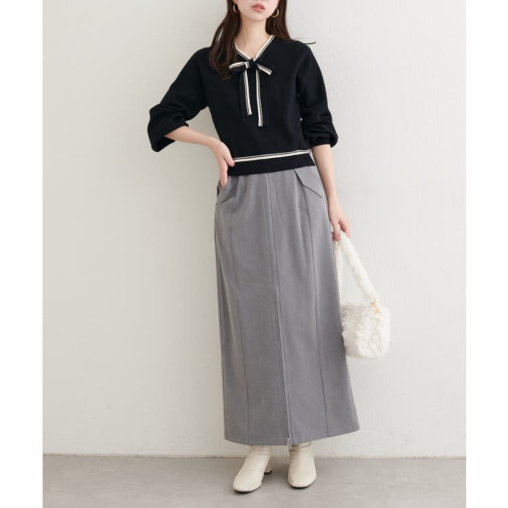 【natural couture】フラップポケットジップスカート | NICE CLAUP / OLIVE des OLIVE　OUTLET | 詳細画像2 