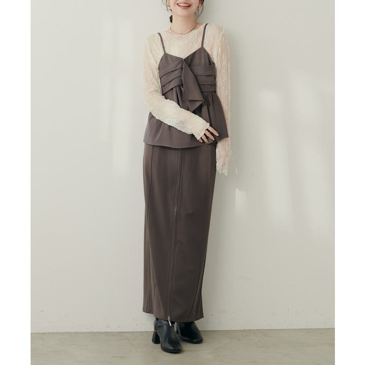 ブラウン | 【natural couture】フラップポケットジップスカート | NICE CLAUP / OLIVE des OLIVE　OUTLET