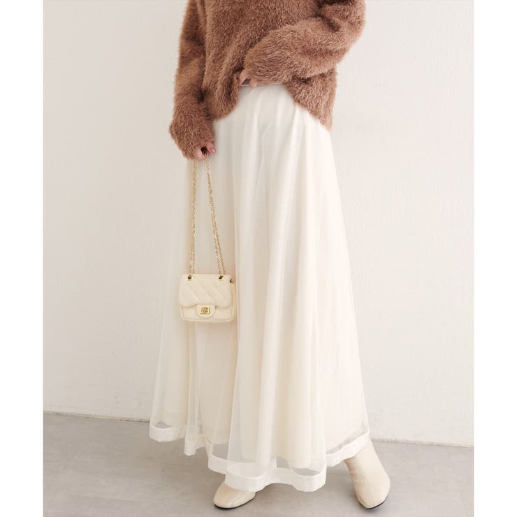 オフ | 【natural couture】サテンパイピングチュールスカート | NICE CLAUP / OLIVE des OLIVE　OUTLET