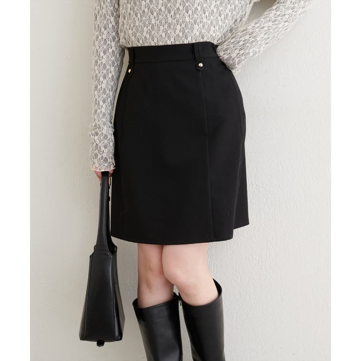 ブラック | 【natural couture】台形キュロットスカート | NICE CLAUP / OLIVE des OLIVE　OUTLET