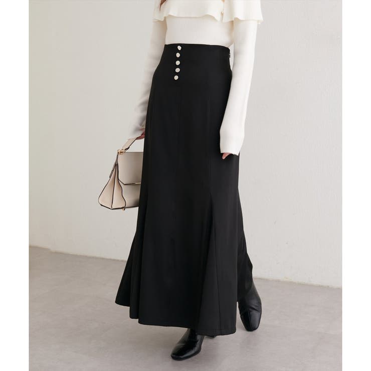ブラック | 【natural couture】フロント釦マーメイドスカート | NICE CLAUP / OLIVE des OLIVE　OUTLET
