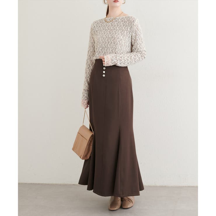 ブラウン | 【natural couture】フロント釦マーメイドスカート | NICE CLAUP / OLIVE des OLIVE　OUTLET