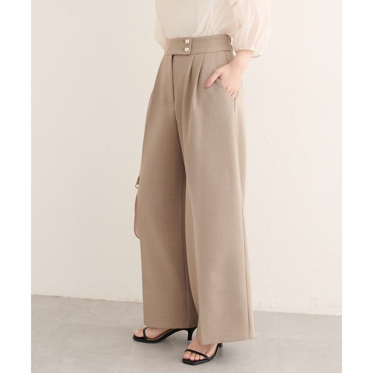 【natural couture】金釦タックワイドパンツ | NICE CLAUP / OLIVE des OLIVE　OUTLET | 詳細画像1 