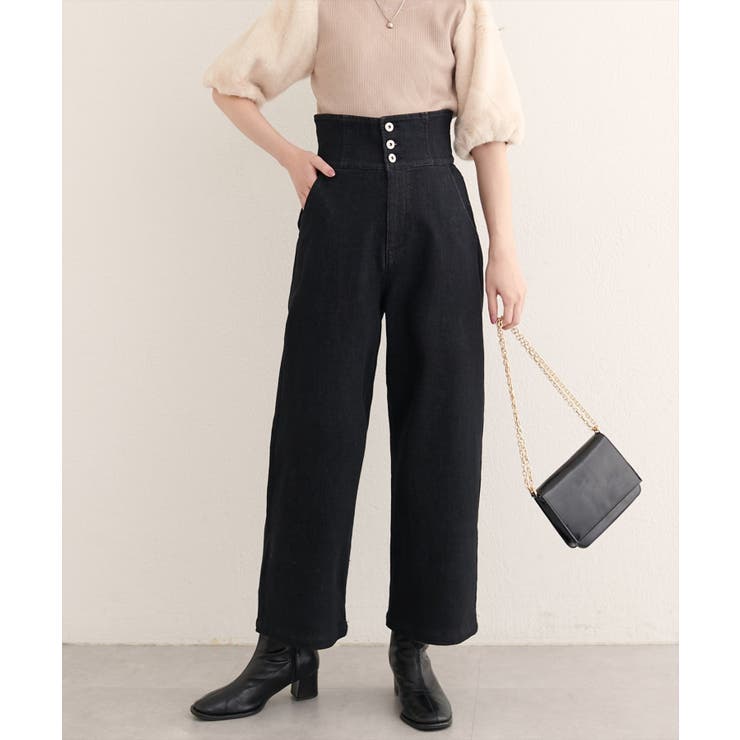 【natural couture】折り返しベルトデニムパンツ | NICE CLAUP / OLIVE des OLIVE　OUTLET | 詳細画像2 