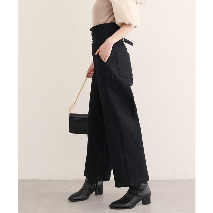 【natural couture】折り返しベルトデニムパンツ | NICE CLAUP / OLIVE des OLIVE　OUTLET | 詳細画像3 