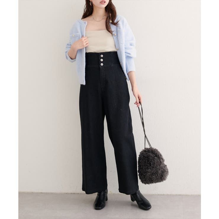 【natural couture】折り返しベルトデニムパンツ | NICE CLAUP / OLIVE des OLIVE　OUTLET | 詳細画像4 