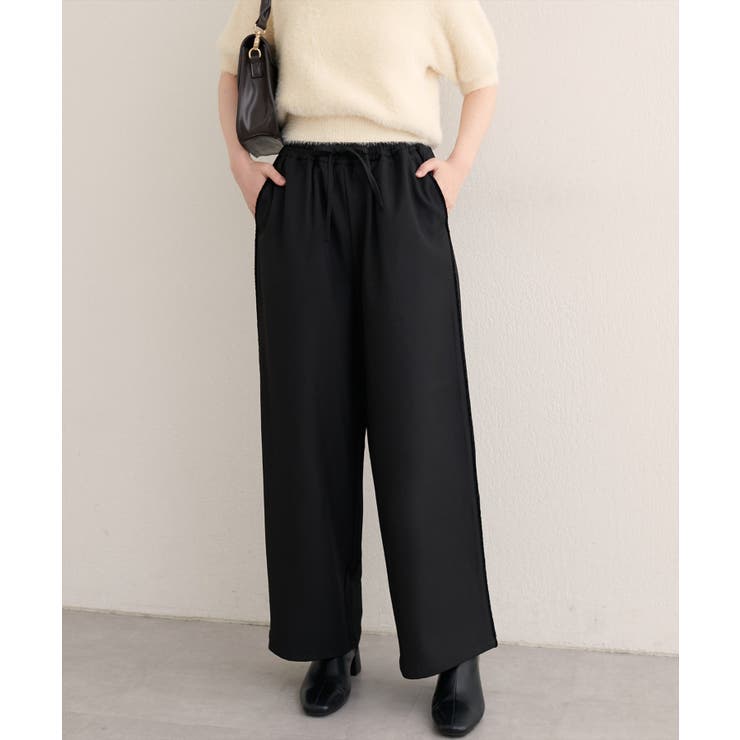 ブラック | 【natural couture】サイドラインイージーパンツ | NICE CLAUP / OLIVE des OLIVE　OUTLET