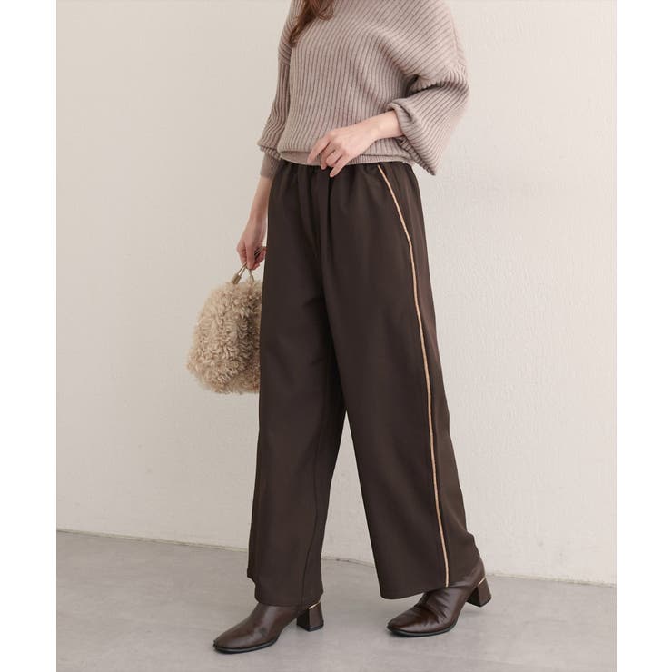 ブラウン | 【natural couture】サイドラインイージーパンツ | NICE CLAUP / OLIVE des OLIVE　OUTLET