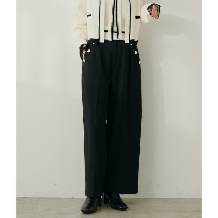 ブラック | 【natural couture】サイドボタンパンツ | NICE CLAUP / OLIVE des OLIVE　OUTLET