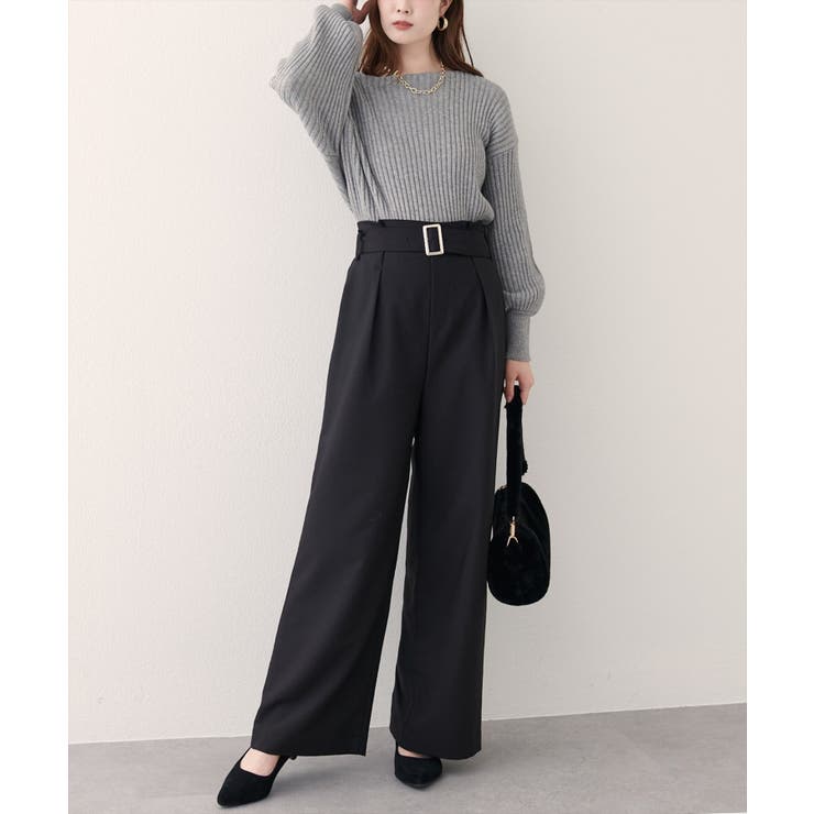 【natural couture】バックルベルト付きタックパンツ | NICE CLAUP / OLIVE des OLIVE　OUTLET | 詳細画像2 