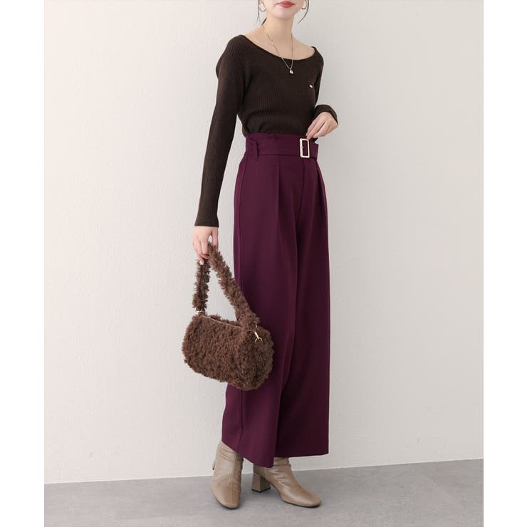 【natural couture】バックルベルト付きタックパンツ | NICE CLAUP / OLIVE des OLIVE　OUTLET | 詳細画像19 