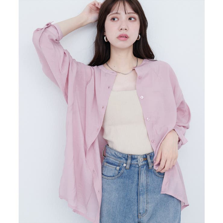 バンドカラーサイドスリットシアーシャツ | NICE CLAUP / OLIVE des OLIVE　OUTLET | 詳細画像1 