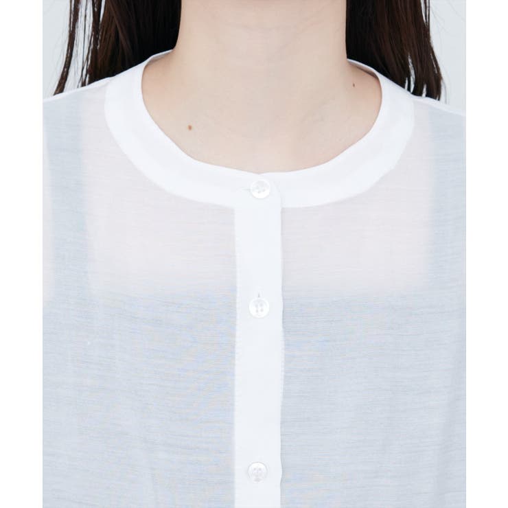 バンドカラーサイドスリットシアーシャツ | NICE CLAUP / OLIVE des OLIVE　OUTLET | 詳細画像2 