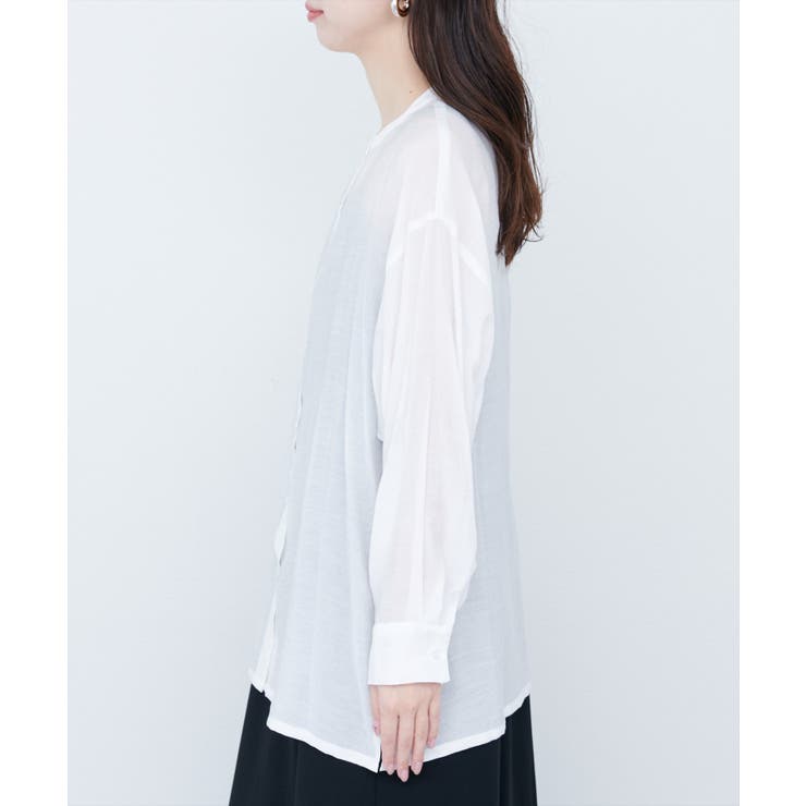 バンドカラーサイドスリットシアーシャツ | NICE CLAUP / OLIVE des OLIVE　OUTLET | 詳細画像5 