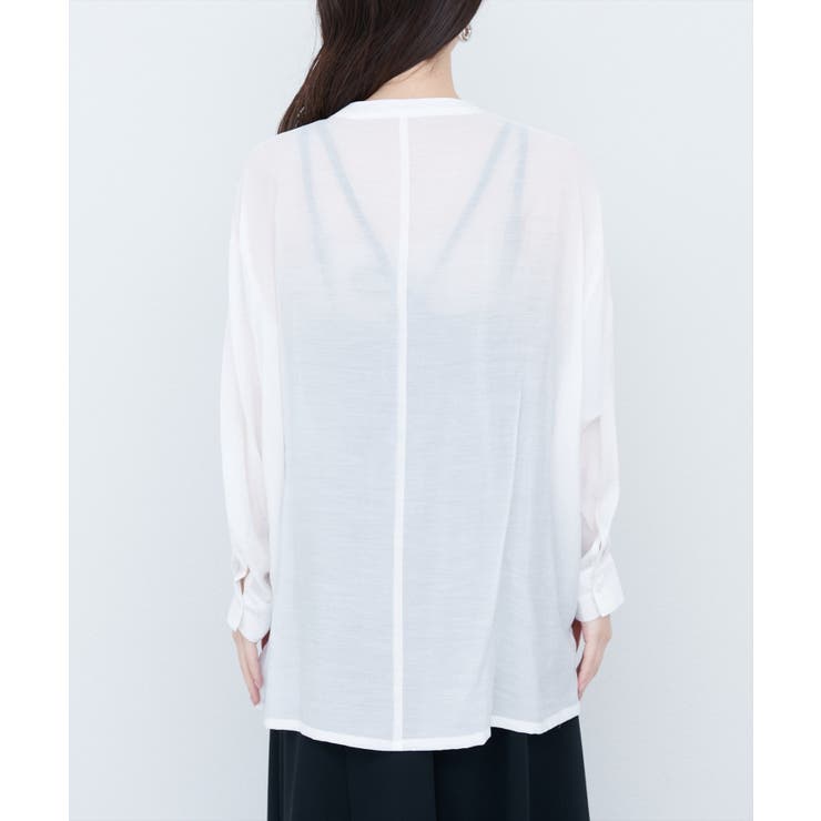 バンドカラーサイドスリットシアーシャツ | NICE CLAUP / OLIVE des OLIVE　OUTLET | 詳細画像6 