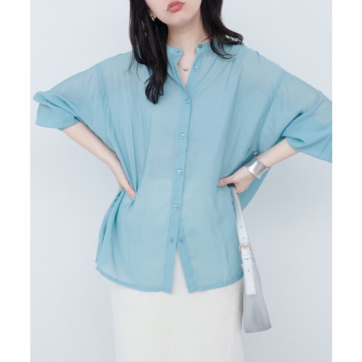 バンドカラーサイドスリットシアーシャツ | NICE CLAUP / OLIVE des OLIVE　OUTLET | 詳細画像14 