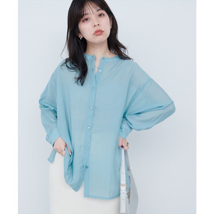 バンドカラーサイドスリットシアーシャツ | NICE CLAUP / OLIVE des OLIVE　OUTLET | 詳細画像16 