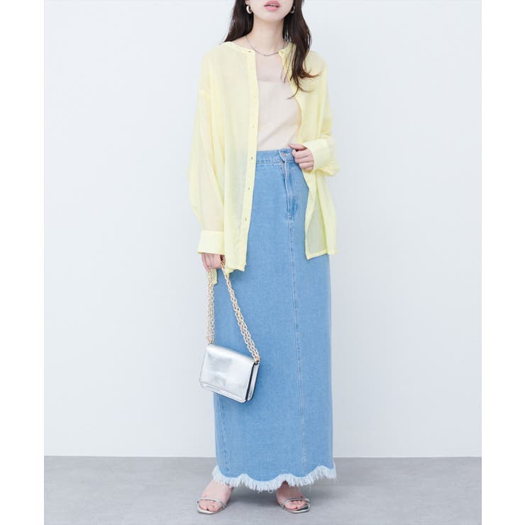 バンドカラーサイドスリットシアーシャツ | NICE CLAUP / OLIVE des OLIVE　OUTLET | 詳細画像18 