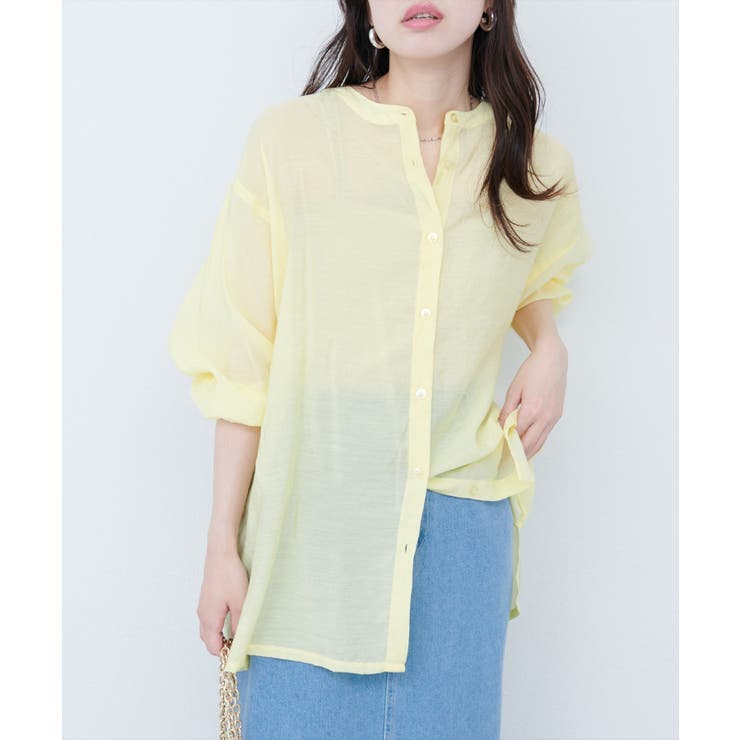 バンドカラーサイドスリットシアーシャツ | NICE CLAUP / OLIVE des OLIVE　OUTLET | 詳細画像20 