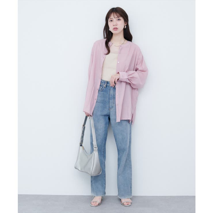 バンドカラーサイドスリットシアーシャツ | NICE CLAUP / OLIVE des OLIVE　OUTLET | 詳細画像23 