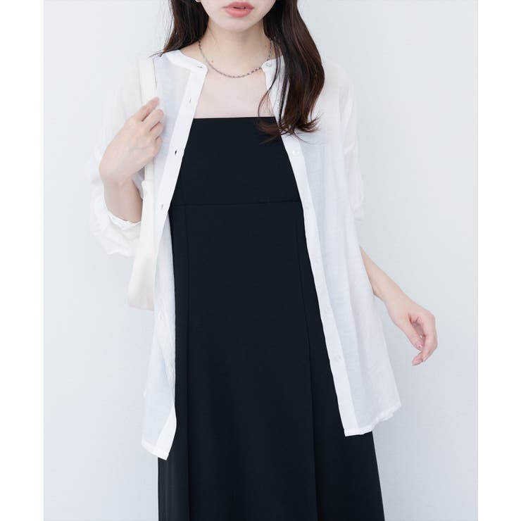 オフ | バンドカラーサイドスリットシアーシャツ | NICE CLAUP / OLIVE des OLIVE　OUTLET