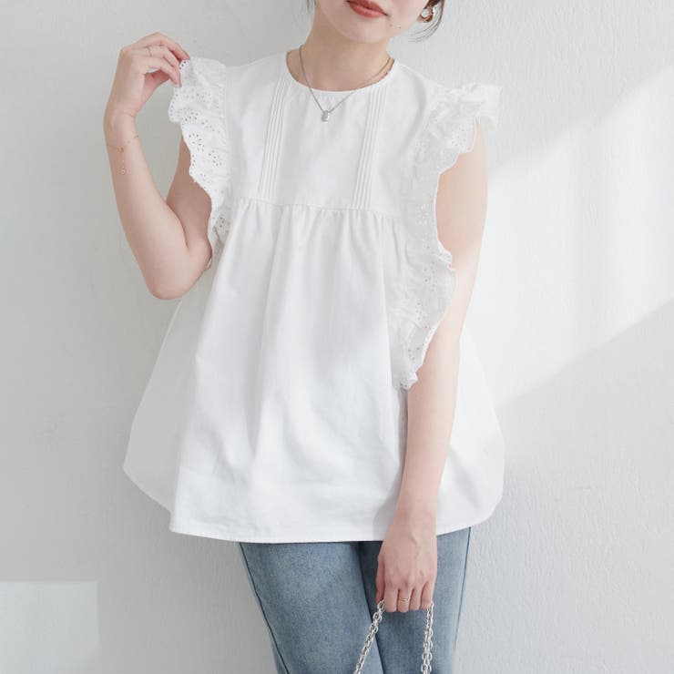 【natural couture】デニム刺繍フリルブラウス | NICE CLAUP / OLIVE des OLIVE　OUTLET | 詳細画像3 
