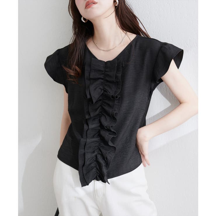 ブラック | 【natural couture】フロントフリルブラウス | NICE CLAUP / OLIVE des OLIVE　OUTLET