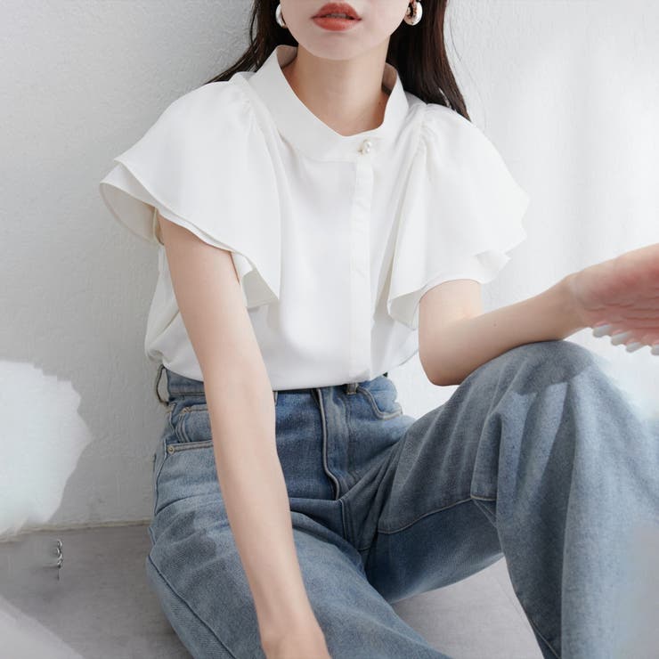 オフ | 【natural couture】ラッフルフリルフロントアシメブラウス | NICE CLAUP / OLIVE des OLIVE　OUTLET