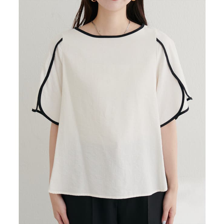 【natural couture】	【WEB限定】ハチワレスリーブ麻調ブラウス | NICE CLAUP / OLIVE des OLIVE　OUTLET | 詳細画像3 