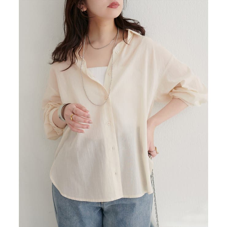 【natural couture】綿麻シアー長袖シャツ | NICE CLAUP / OLIVE des OLIVE　OUTLET | 詳細画像2 