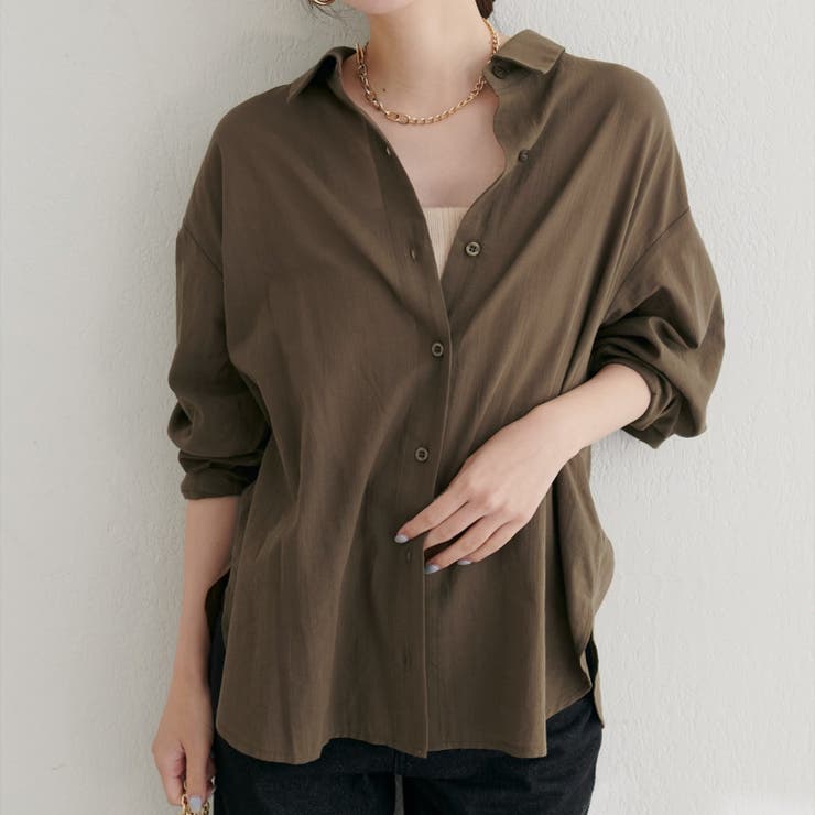 ブラウン | 【natural couture】綿麻シアー長袖シャツ | NICE CLAUP / OLIVE des OLIVE　OUTLET
