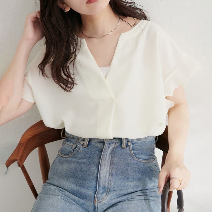オフ | 【natural couture】スキッパーフリル袖ブラウス | NICE CLAUP / OLIVE des OLIVE　OUTLET