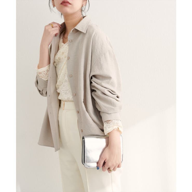 【natural couture】ピーチスキンオーバーサイズシャツ | NICE CLAUP / OLIVE des OLIVE　OUTLET | 詳細画像3 