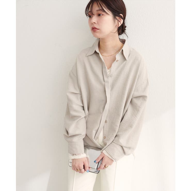 【natural couture】ピーチスキンオーバーサイズシャツ | NICE CLAUP / OLIVE des OLIVE　OUTLET | 詳細画像4 