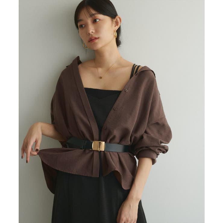 ブラウン | 【natural couture】ピーチスキンオーバーサイズシャツ | NICE CLAUP / OLIVE des OLIVE　OUTLET